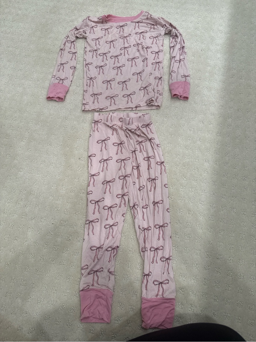 In My Jammers Bamboo Pink Bow Pajama Set 4T Coquette Matching Pajamas